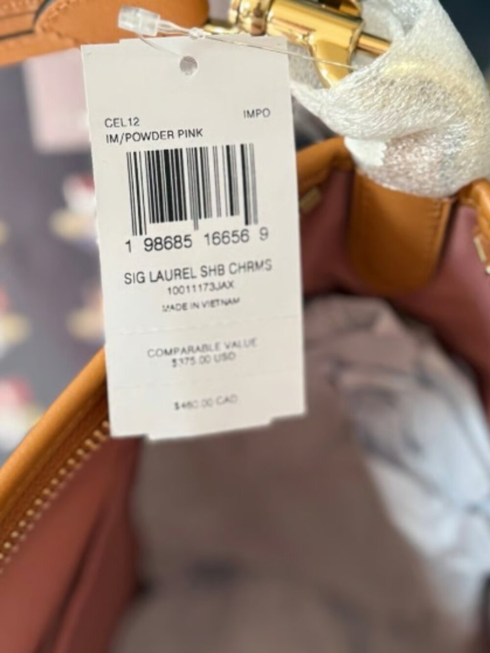 NWT Coach Gold/Powder Pink Laurel Shoulder Bag With Charms CEL12 - Picture 7 of 7